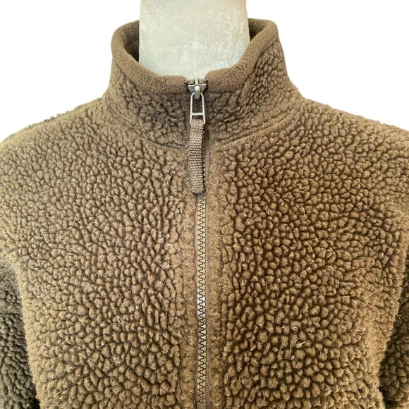 Gap brown quarter zip short teddy jacket shacket women's size XL soft - Picture 5 of 8